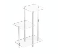 RoaQinFo 1 Étagère de Rangement Acrylique Table de Chevet Support à Trois Niveaux Présentoir Transparent Fonction Organisation Adaptée Chambre Salon Cuisine Salle de Bain, Rond