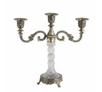 RoaQinFo Bougeoir Cristal Porte-Bougie Candélabre Support Photophore Élégant en Alliage de Zinc et Verre Facetté pour Ambiance Chaleureuse Adapté aux Dîners, Gold