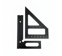 RoaQinFo Équerre d'Angle Règle Carré Menuisier Rapporteur Triangulaire Marquage Alliage d'Aluminium Robuste Mesure Accurisée 45° 90° Échelle Métrique Gravée, Noir, Triangle Métrique
