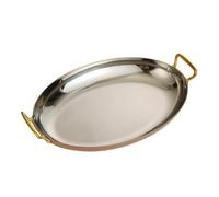 RoaQinFo Plat Service Ovale Poignée | Compatible Micro-Ondes, Poêle Ovale En Acier Inoxydable, pr Cuisine, 40x26x5cm