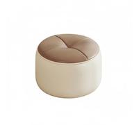 RoaQinFo Tabouret Rond Nappa Microfibre Ottoman Cylindrique Bois Intérieur Robuste Remplissage Éponge Soutien Ergonomique Adapté à Enfants Adultes Salon Chambre, Blanc+Gris