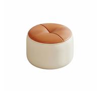 RoaQinFo Tabouret Rond Nappa Microfibre Ottoman Cylindrique Bois Intérieur Robuste Remplissage Éponge Soutien Ergonomique Adapté à Enfants Adultes Salon Chambre, Blanc+Vert Foncé