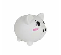 RoaQinFo Tirelire Cochon Enfant Tirelire Piggy Bank Boîte à Monnaie Banque Décorative en Vinyle et Résine Résistante avec Visage Amusant pour Pièces et Billets, Blanc, L