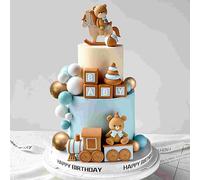 Roaring Good Time Décoration de Gâteau d'Ours Bleu pour Shower de Bébé et Anniversaire - Train d'Ours pour Fête de Bébé
