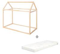 Roba 1061860BBZU Ensemble lit maison avec matelas Bambou Bambou 770x1460x1340 mm