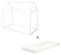 Roba 1061860WEZU Ensemble lit maison avec matelas blanc blanc 770x1460x1340 mm