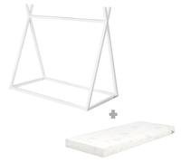 Roba 1062860WEZU Ensemble lit tipi avec matelas blanc blanc 800x1460x1280 mm