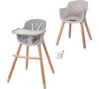 roba 2in1 Chaise haute et chaise d'enfant 'StyleUp wood' incl. rembourrage d'assise en gris
