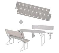 roba Outdoor Party-Garnitur für Kinder + Polster 'Little Stars' - Ensemble de sièges pour enfants avec dossier en bois - 2 bancs + 1 table