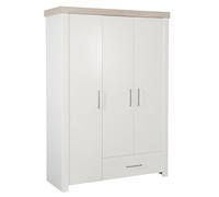 Roba Armoire Bébé 3 Portes Lucy - Avec 1 Penderie 5 Étagères Et 1 Tiroir - Garde-Robe Bébé - Blanc Canadien / Décor Bois Blanc