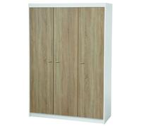 Armoire Bébé 3 Portes Gabriella - Roba - Blanc / Chêne Sonoma - Penderie Et 6 Étagères Blanc