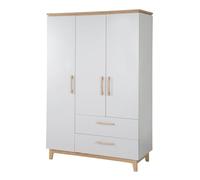 Armoire Bébé 3 Portes Et 2 Tiroirs À Fermeture Douce Caro Gris Clair / Chêne Doré TU