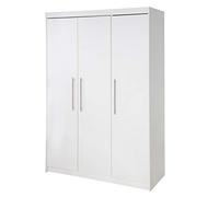 roba Armoire Enfant "Maren" à 3 Portes Battantes - Garde-Robe en Bois avec Penderie et 6 Étagères - Blanc