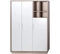 roba Armoire Enfant "Olaf" à 3 Portes et 4 Niches - Garde-Robe en Bois avec 2 Penderies et 3 Étagères - Blanc/ Décor Bois