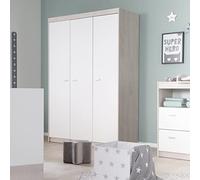 Armoire Bébé 3 Portes Battantes Julia - Roba - Blanc / Chêne Sonoma - Penderie Et 6 Étagères Blanc