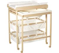 roba Baby Pool, table à langer extensible avec baignoire, bois naturel, revêtement blanc
