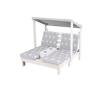 roba Double Chaise Longue pour Enfants avec Coussins Little Stars Déhoussables - Porte Gobelet et Pare-Soleil - Supporte Jusqu'à 100 kg - Bois Gris Résistant aux Intempéries