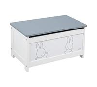 roba Banc-Coffre à Jouets miffy® pour Enfant en Bois - Banquette de Rangement - avec Charnière de Sécurité à Fermeture Douce - dès 18 Mois - Blanc / Motif Lapin