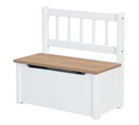 Roba Banc Coffre À Jouets Woody Pour Enfant - Meuble De Rangement En Bois 2 En 1 - Fermeture Douce - Blanc / Aspect Bois Blanc