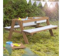 roba Table Pique-nique pour Enfants Play en Bois Massif avec 2 Bacs à Sable et Eau Intégrés - Résistante aux Intempéries - Marron
