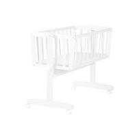 roba Berceau Bébé 40 x 90 cm + Matelas - Fonction Basculante avec Bouton de Verrouillage + roulettes avec Frein - Ensemble pour Filles et Garçons - Bois Blanc