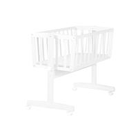 roba Berceau Bébé 40 x 90 cm + Matelas - Fonction Basculante avec Bouton de Verrouillage + roulettes avec Frein - Ensemble pour Filles et Garçons - Bois Blanc