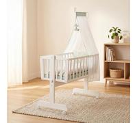 roba Berceau en Bois Woodland Buddies 40 x 90 cm IN ccessoires - Bassinette avec roulettes, Textile & Matelas - Bois Laqué Blanc