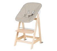 roba Born Up Chaise Haute de Croissance 2-en-1 avec Transat Bébé Inclinable Matelassé Gris (Bois Naturel/Effet Cuir Imperméable)