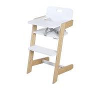 Roba Chaise haute Nature Up – Bambou évolutive, harnais 3 points, jusqu'à 70 kg – Naturel/Blanc