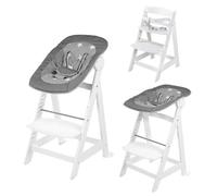 Roba Chaise Haute Évolutive Born Up 2 En 1 + Transat Inclinable À Motifs Étoiles - Little Stars - Dès La Naissance - Bois Blanc Blanc