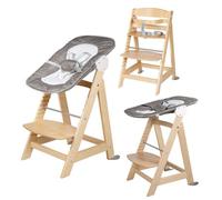 Roba Chaise Haute Évolutive Born Up 2 En 1 + Transat Inclinable - Sternenzauber - Dès La Naissance - Bois Naturel Beige