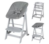 Roba Chaise Haute Évolutive Born Up 2 En 1 + Transat Inclinable - Stone Matelassé - Dès La Naissance - Bois Taupe Gris