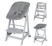Roba Chaise Haute Évolutive Born Up 2 En 1 + Transat Inclinable - Stone Matelassé - Dès La Naissance - Bois Taupe Gris