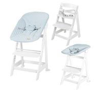 roba Chaise Haute Évolutive en Bois Born Up 2en1 + Transat Inclinable roba Style Bleu Clair - dès Naissance - Hauteur Réglable - Nettoyable Facilement - Blanc