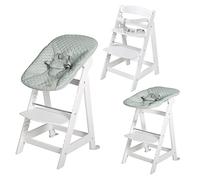 roba Chaise Haute Évolutive en Bois Born Up 2en1 + Transat Inclinable roba Style Vert Givré - dès Naissance - Hauteur Réglable - Nettoyable Facilement - Blanc