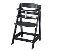roba Chaise Haute Évolutive en Bois Noir 2 en 1 Sit Up Flex - Hauteur Réglable - de 6 Mois jusqu'à 70 kg - Chaise Bébé Anti-Basculement avec Surface Lisse