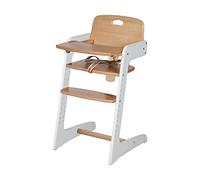 roba Chaise Haute Évolutive en Bois Massif Kid Up + Plateau Repas Détachable - Hauteur Réglable - 6 Mois jusqu'à 50 kg - Blanc / Naturel