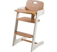 roba Chaise Haute Évolutive en Bois Massif Kid Up + Plateau Repas Détachable - Hauteur Réglable - 6 Mois jusqu'à 50 kg - Blanc / Naturel