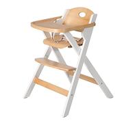 roba Chaise Haute Pliable en Bois Fold Up Smart - Chaise d'Alimentation peu Encombrante + Plateau Repas Détachable - Supporte 15 kg - Bois Bicolor