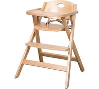 roba Chaise haute pliante, chaise haute pliable peu encombrante, chaise haute pour bébé & enfant en bois naturel
