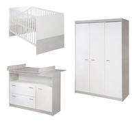 ROBA Chambre Bébè Complète Julia - Lit 70x140 + Commode à Langer + Armoire 3 Portes - Bicolore