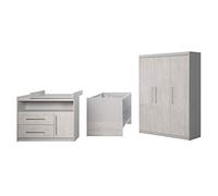 roba Chambre Bébé Complète Maren 2 - Lit Évolutif 70 x 140 cm + Commode à Langer + Armoire 3 Portes - Gris Clair / Chêne Blanchi