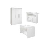 roba Chambre Bébé Complète Maren - Lit Évolutif 70 x 140 cm + Commode à Langer + Armoire 3 Portes - Blanc