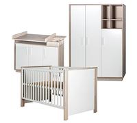 roba Chambre Bébé Complète Olaf - Lit Évolutif 70 x 140 cm + Commode à Langer + Armoire à 3 Portes - Blanc / Décor Bois