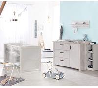 roba Chambre Bébé Duo Mila - 2 Pièces - Lit Évolutif 70 x 140 cm + Commode à Langer - Chambre d'Enfant Moderne - Gris Clair / Chêne Blanchi