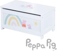 roba Coffre à jouets Peppa Pig pour enfants en bois - Assise rabattable avec ferrure d'amortissement - Banc coffre blanc / Imprimé rose