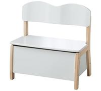 Banc Coffre À Jouets Pour Enfant En Bois - Roba - Meuble De Rangement 2 En 1 - Blanc / Naturel Blanc