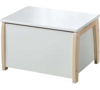 roba Coffre pour enfants, coffre à jouets en bois massif, laqué blanc, ferrure d'amortissement incluse
