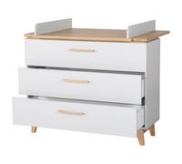 Roba Commode à langer Caro, 3 tiroirs, plan amovible, fermeture douce, Gris clair/Chêne doré