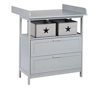 roba Commode à Langer Hamburg 2 Tiroirs - avec Plan Amovible + 2 Boîtes de Rangement en Toile - Fixation Murale Incluse - Convertible en Commode de Salon / Taupe